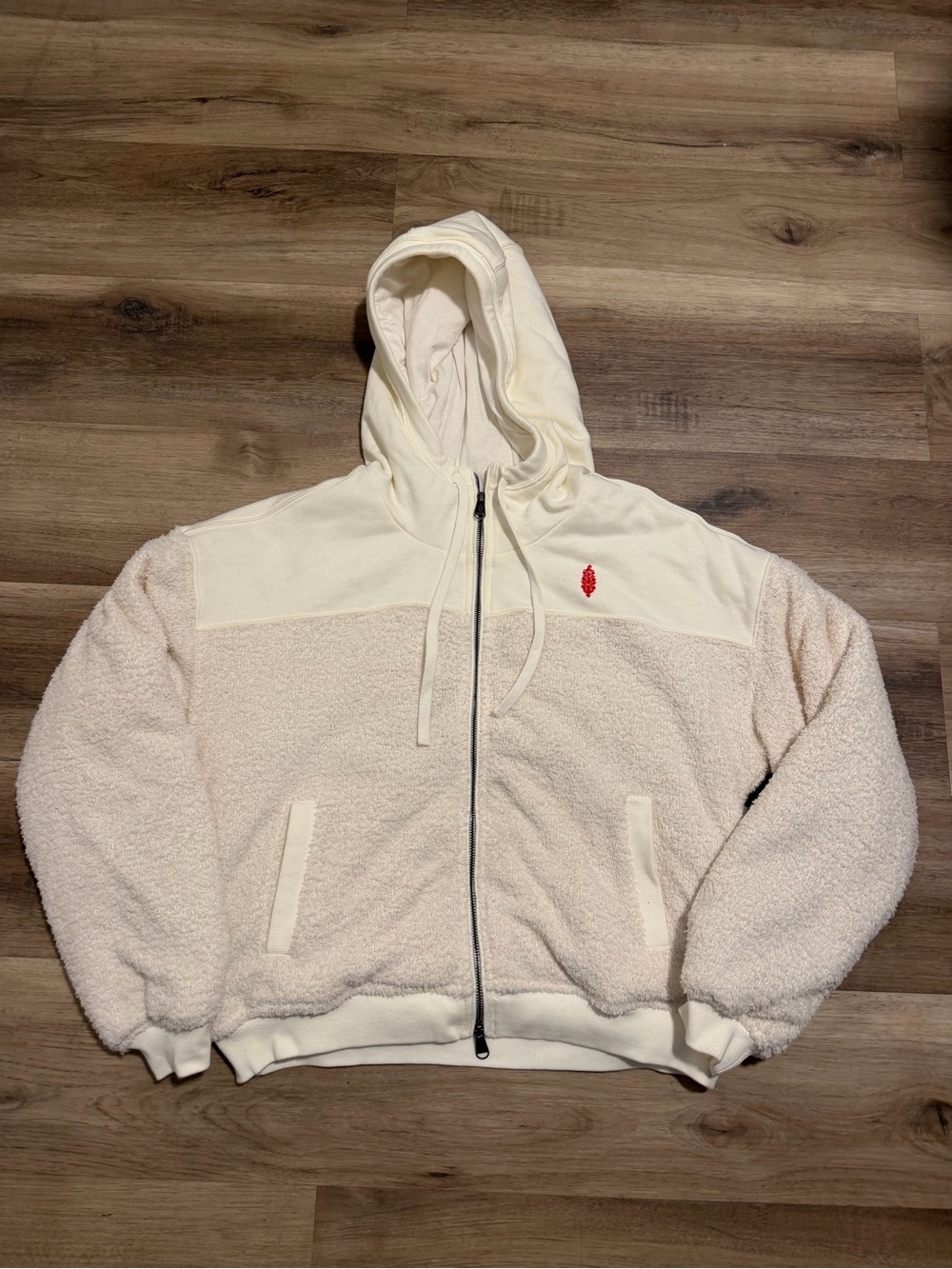 FP Movement Mountain High Full Zip Fleece Hoodie Size Small Oversized Sherpa
